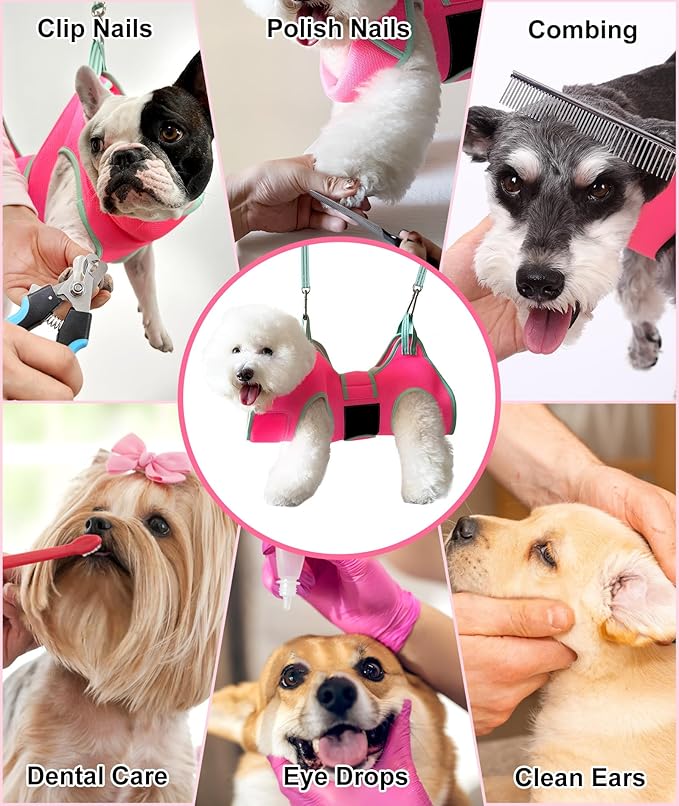 Dog Grooming Hammock, Small Dog Hammock for Nail Trim, Hanging Harness for Claw Care,Grooming Sling Holder Hanger with Thick Fabric Neck Support Wide Strap Restraint
