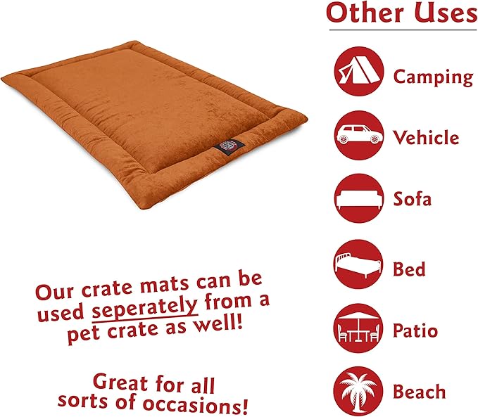 Majestic Pet Orthopedic Memory Foam Dog Crate Mat - Plush Pet Bed Pad for Crates & Kennels | USA Crafted | 36"x23" Villa Orange