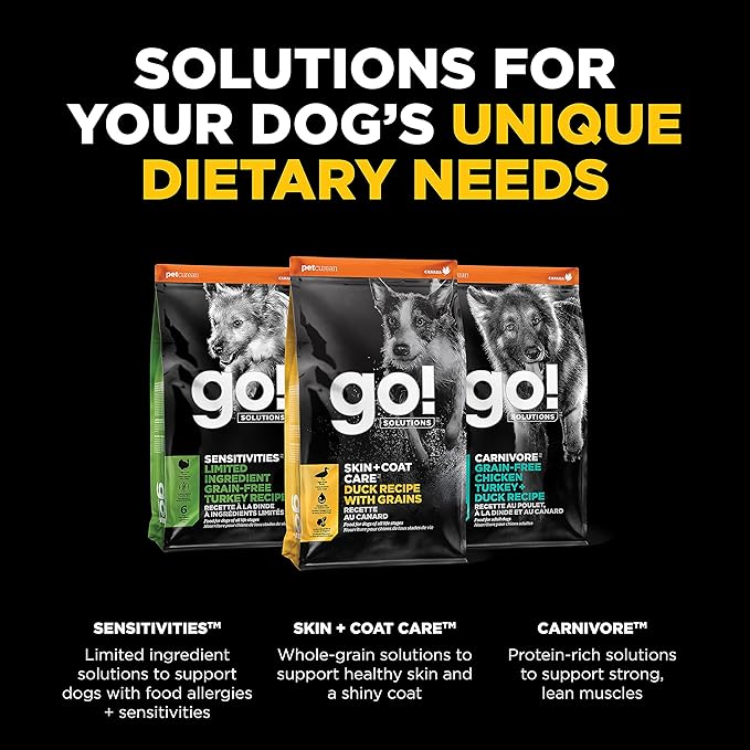 Go! Solutions Skin + Coat Care, Dry Dog Food, Duck Recipe with Grains, 3.5 lb Bag