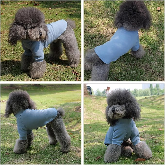 Lovelonglong Ribbed Dog T-Shirt Cotton Knitted Dog Sweaters for All Season Pet T-Shirts for Large Medium Small Dogs Grayish Blue 2XL