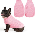 PUPTECK Dog Sweater, Turtleneck Warm Knitted Pullover Coat, Thick Cable Knitwear Clothes in Winter, Pet Apparel Outfits for Small Medium Dogs, for Cold Weather Indoor & Outdoor, Pink SM