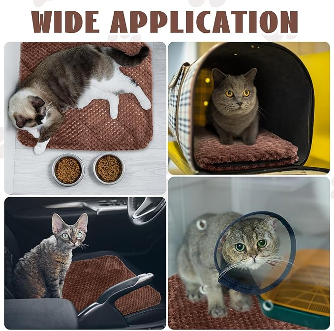 4 Pcs Self Heating Cat Pad Self Warming Cat Bed Dog Heating Pad Washable Thermal Pet Mat for Indoor Outdoor Pet 16 x 20 Inch Removable Non Slip(Coffee)