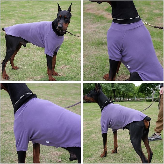 Lovelonglong Ribbed Dog T-Shirt Cotton Knitted Dog Sweaters for All Season Pet T-Shirts for Large Medium Small Dogs Purple M