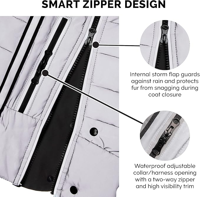 Furhaven Water-Repellent XS Dog Coat, Washable & Reflective w/ Leash Access & Stretch Fabric - Pro-Fit Active Jacket - Chrome, Extra Small