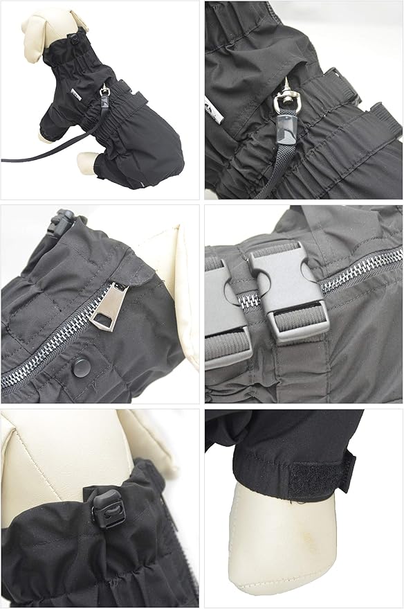 Dogs Waterproof Jacket, Lightweight Waterproof Jacket Reflective Safety Dog Raincoat Windproof Snow-Proof Dog Vest for Small Medium Large Dogs Corgis Dachshund Black D-S