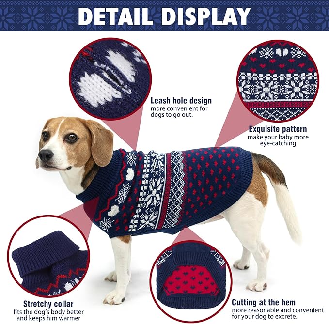 SCENEREAL XL Dog Sweaters Male and Female, Soft, Warm Turtleneck Extra Large Dog Sweater, Knitted Ugly Dog Christmas Outfits, Argyle Winter Clothes for Walking Outdoor