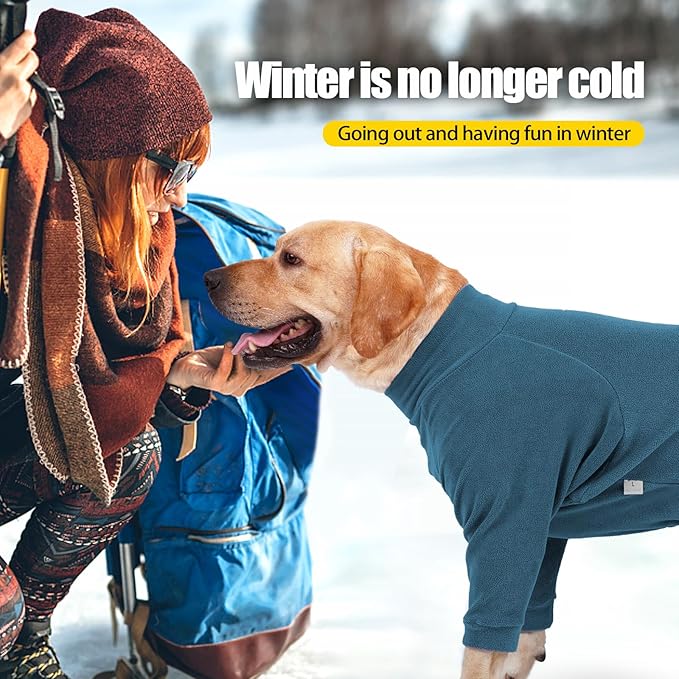 Dog Winter Coat for Small Medium Large Dog Run Walk Sleep Pet Warm Fleece Sweater & Windproof Pajamas Snow Jacket 3XL Turquoise