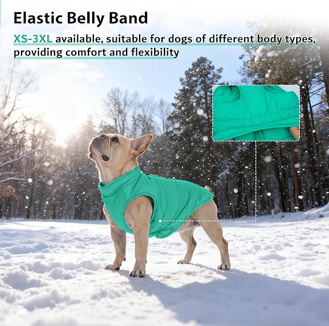 PUMYPOREITY Dog Puffer Coat with Detachable Scarf, Warm Padded Cold Weather Vest, Windproof Lightweight Snowsuit, Water Resistant Dog Winter Coats, Thermal Winter Jacket for Small Medium Large Dogs