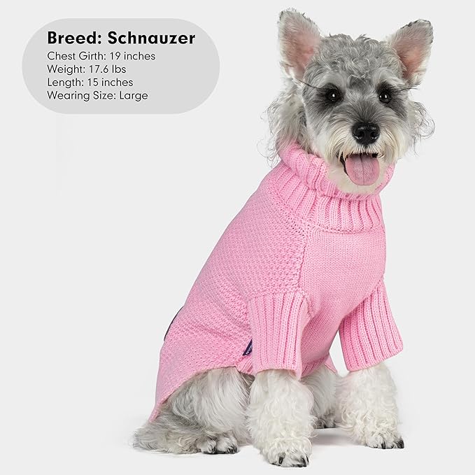 cyeollo Small Dog Sweater with Leash Hole Warm Turtleneck Knitwear Dog Clothes Puppy Sweaters for Small Dogs,Pink, S