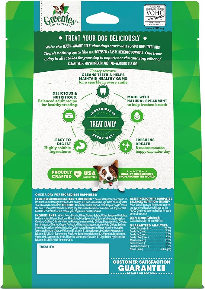Greenies Teenie Dental Dog Treats, Mint Fresh Flavor, 12 oz. Pack (43 Treats)