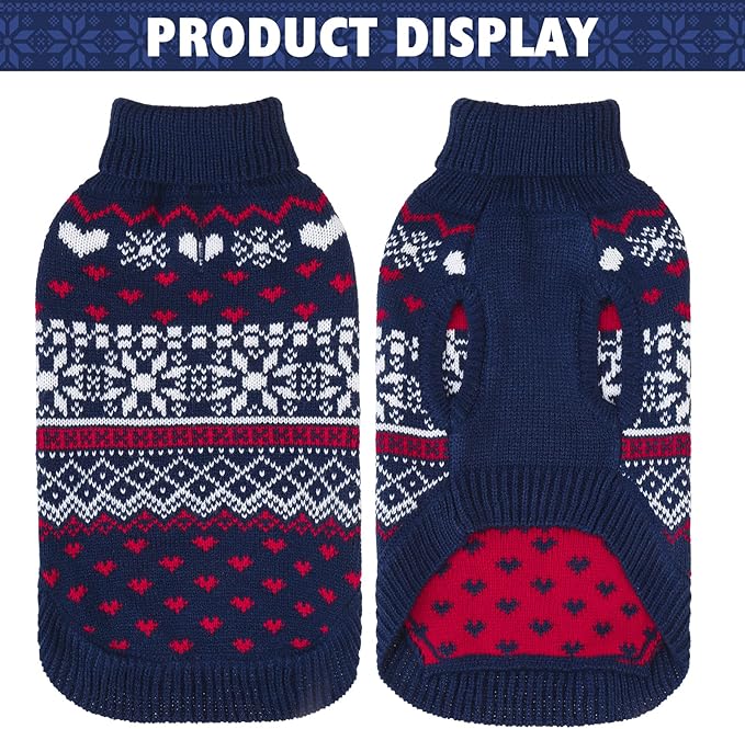 SCENEREAL XL Dog Sweaters Male and Female, Soft, Warm Turtleneck Extra Large Dog Sweater, Knitted Ugly Dog Christmas Outfits, Argyle Winter Clothes for Walking Outdoor