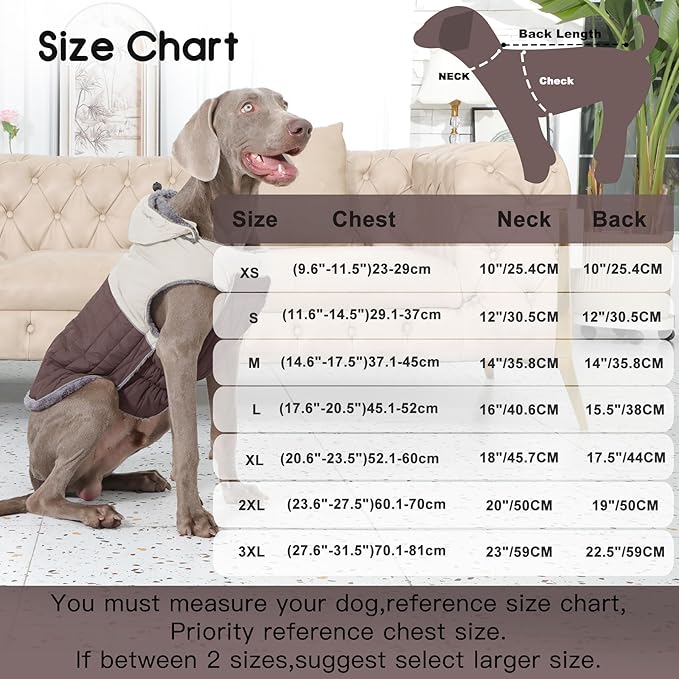 Detachable Hooded Dog Coat with Harness for Small Dogs,Super Warm Fleece Puppy Jacket for Cold Winter Doggie Coats,Brown M