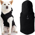 Gooby Fleece Vest Hoodie Dog Sweater - Black, Large - Warm Pullover Dog Hoodie with O-Ring Leash for Small to Medium Dogs