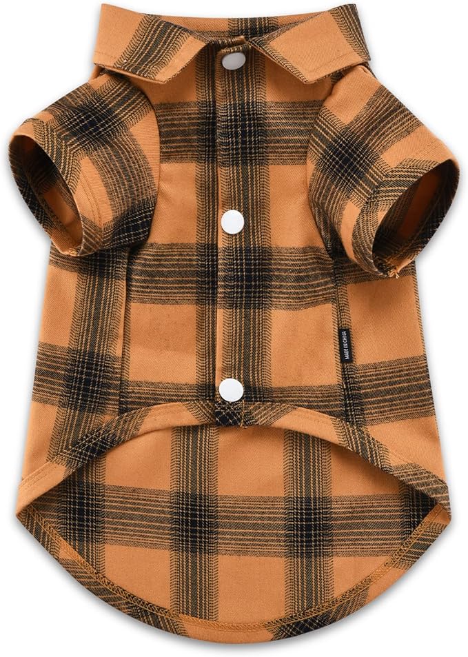 Koneseve Dog Shirt Plaid Dog Clothes for Small Dogs Boy Girl Cat Clothes Soft Puppy Outfit Adorable Pet T-Shirts Kitten Grid Costume Apparel Thanksgiving Christmas Clothing (Yellow; 3XL)
