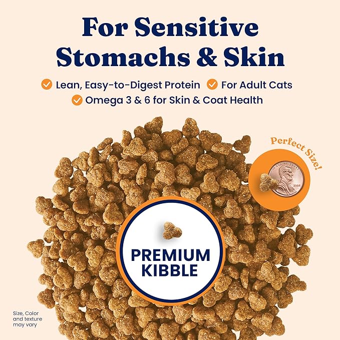 Solid Gold Sensitive Stomach Dry Cat Food - Grain Free & Gluten Free Sensitive Stomach Cat Food for Indoor Adult & Senior Cats - Dry Kibble for Cats w/Quail, Pumpkin & Probiotics for Gut Health - 6lb