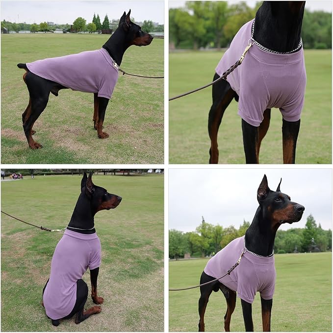 Lovelonglong Ribbed Dog T-Shirt Cotton Knitted Dog Sweaters for All Season Pet T-Shirts for Large Medium Small Dogs Taro Purple 3XL