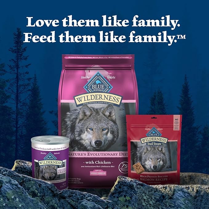 Blue Buffalo Wilderness Natural High-Protein Dry Food for Small Breed Adult Dogs, Chicken Recipe, 13-lb Bag