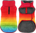 Dog Winter Coat, Waterproof Dog Jacket with Leash Hole, Reflective Adjustable Pet Snow Vest, Warm Fleece Sweater for Small Medium Large Dogs - Rainbow, S