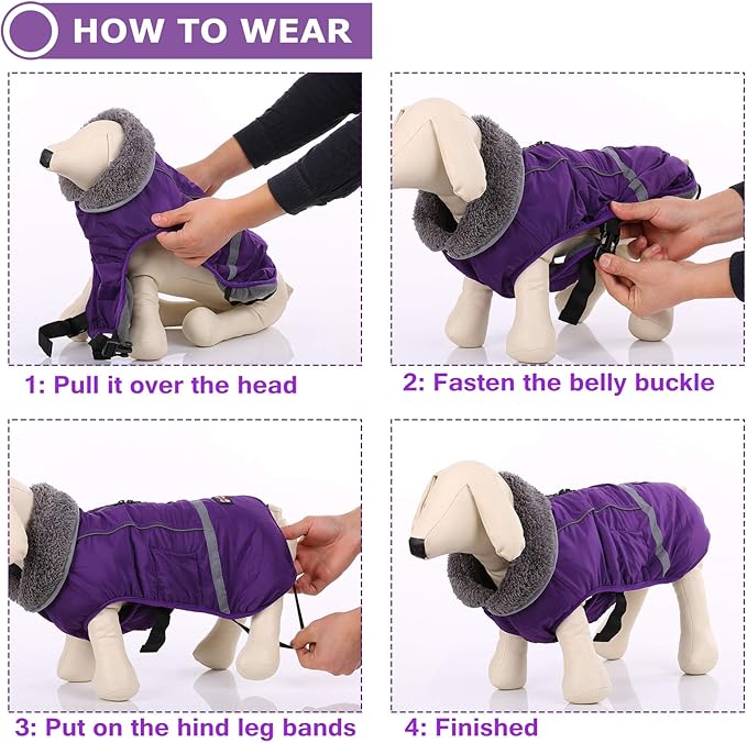QBLEEV Warm Dog Coat - Reflective, Waterproof Winter Turtleneck Jacket for Cold Weather, Thick Fleece Snowsuit & Christmas Vest for Small to Large Dogs
