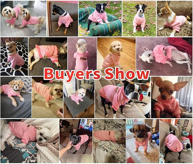 Idepet Pet Dog Classic Sweater, Fleece Coat for Small,Medium Dog,Warm Pet Dog Cat Clothes,Soft Puppy Customes 2 Color (XL, Pink)