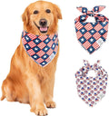 E-Clover 4th of July Dog Bandanas 2 Pack American Flag Pet Patriotic Scarf for Boy and Girl Cute Dog Costumes Accessories for Medium Large Dogs
