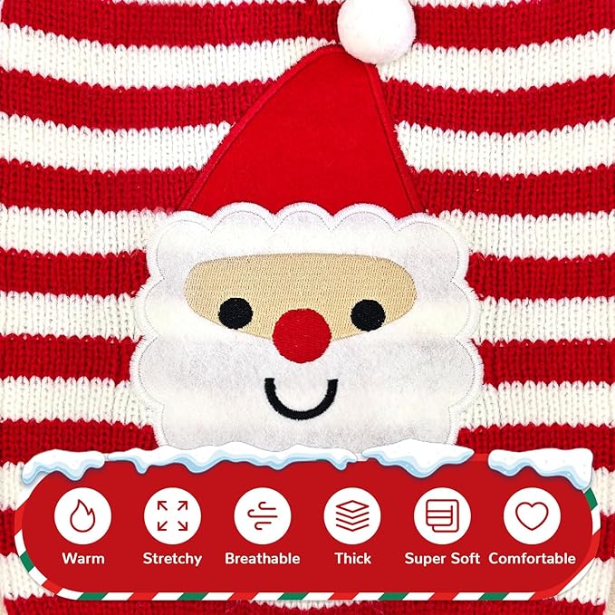 PETCARE Santa Dog Sweater Christmas Funny Cute Red Striped Cat Sweater Vest Pet Holiday Dog Clothes Puppy Sweaters for Small Medium Large Dogs Cats Fall Winter Outfits Xmas Dogs Costume,X-Large