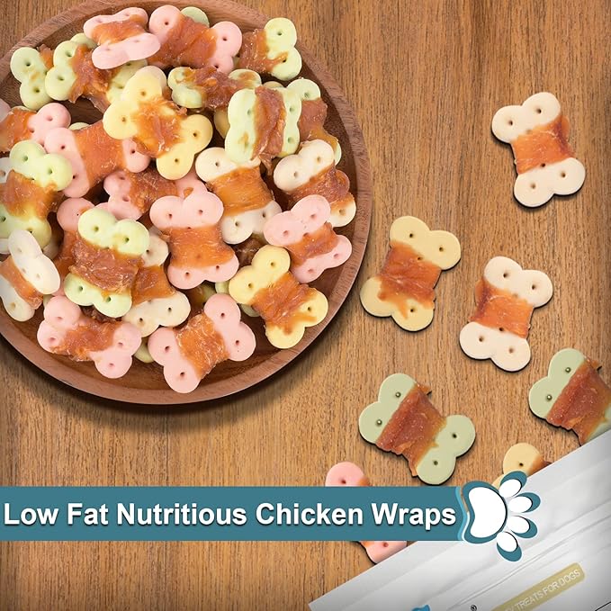 Dog Treats Biscuits Wrapped in Chicken Chews for Small Dog no Rawhide 0.5lb/227g