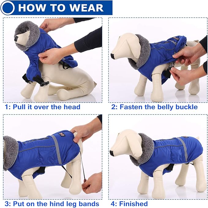 QBLEEV Warm Dog Coat Reflective Dog Jacket, Waterproof Dog Winter Coat Turtleneck Dog Clothes for Cold Weather, Thick Fleece Dog Snowsuit Christmas Dog Vest Pet Apparel for Small Medium Large Dogs 2XL