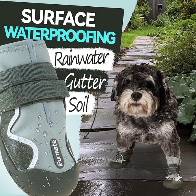 Dog Shoes for Large Small Medium Dogs,Dog Booties for Indoor Hardfloors Anti-Slip,Reflective Strip Waterproof Dog Boots & Paw Protectors for Outdoor Walking Hot Pavement,Winter Snow (Green-3)