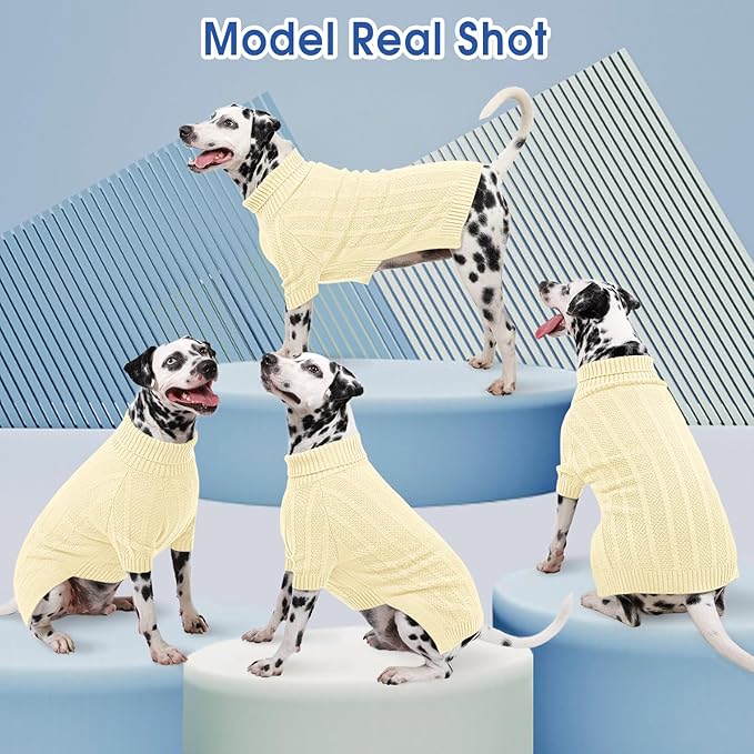 Queenmore Small Dog Sweaters for Dogs Girls Boys,Xmas Sweater Small Dog,Turtleneck Knitted Sweater for Dogs Cats,Cold Weather Pullover for Male Female,Soft Sweaters Pet Apparel(Light Apricot,S)