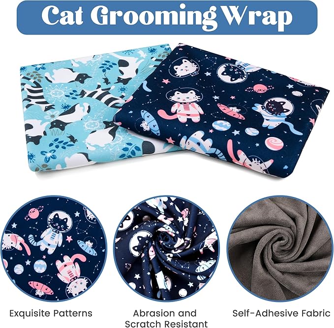 27.6" Cat Grooming Wrap, Cat Wrap for Cutting Nails, Anti-Scratch, Anti-Escape Calming Packaging, Cat Swaddle Wrap, X-Large