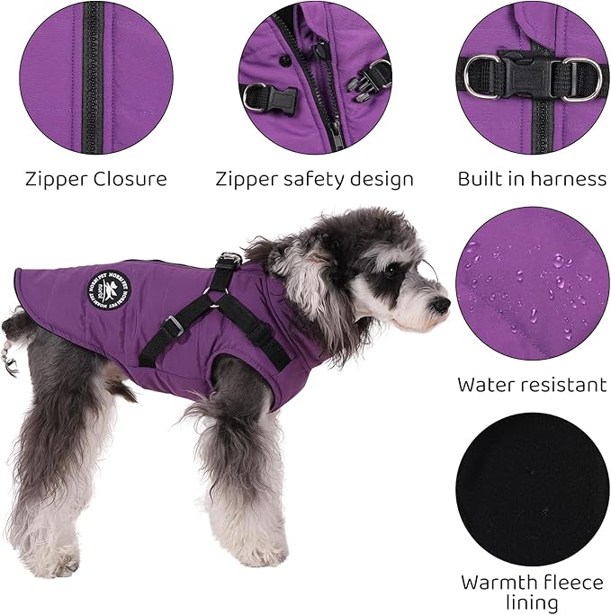 Norbi Dog Coat - Winter Jacket with Built-in Harness, Adjustable Warm Coats for Small to Large Dogs, Perfect for Cold Weather