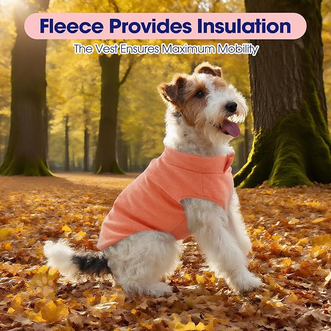 FUAMEY Dog Fleece Vest for Large Dogs,Warm Stretchy Dog Sweatshirts Pullover with Leash Hole Dogs Sweater Soft Pet Turtleneck Cozy Pet Vest Lightweight Sleeveless Orange XXL