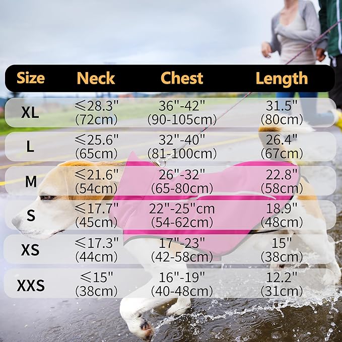 Mile High Life Dog Raincoat, Adjustable Waterproof Reflective Rain Jacket for Small Medium Large Dogs, Lightweight Breathable Pet Rain Coat with Leash Hole(Hot Pink,L Chest 32-40")