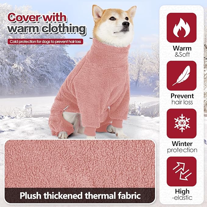Dog Winter Coat for Small Medium Large Dog for Run Walk Sleep Warm Fleece Pet Sweater & Windproof Pajamas Snow Jacket 3XL Pink