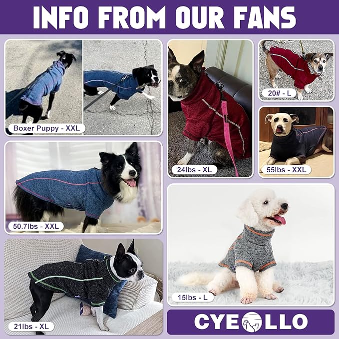 cyeollo Dog Coat Fleece Sweater Jacket Zipper Reflective Jackets Winter Warm Pet Sweater Doggie Clothes Dog Sweaters for Small Dogs Apparel
