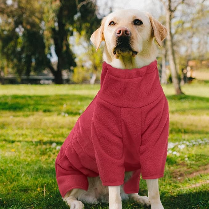 ROZKITCH Dog Pajamas XL, Pet Windproof Warm Cold Weather Jacket Vest Cozy Jumpsuit Apparel Outfit Clothes for Small Medium Large Dog Walking Hiking Sleep Red XL