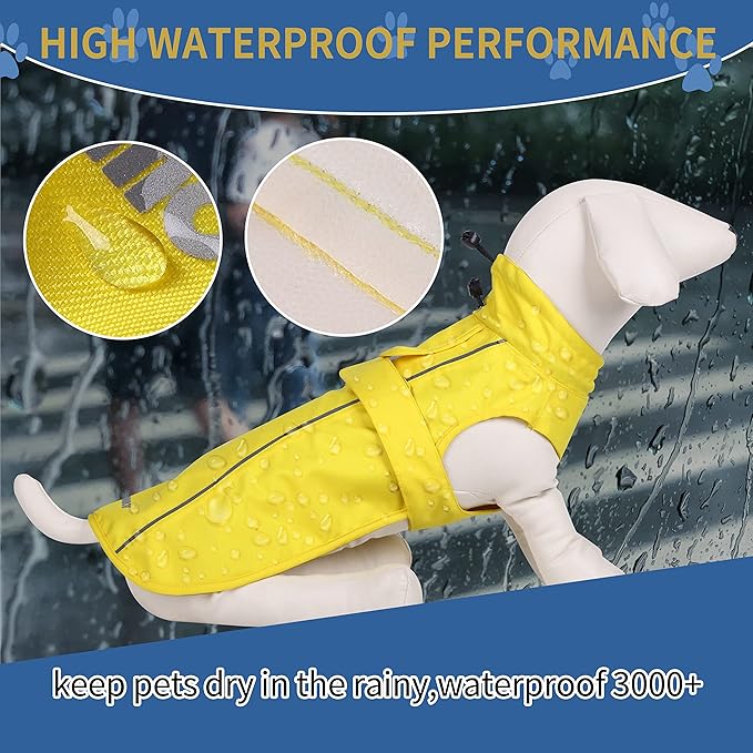 Waterproof Dog Raincoat with Reflective Strip, Adjustable Breathable Rain Coat Jacket with Leash Hole for Dogs (Pink, XXX-Large)