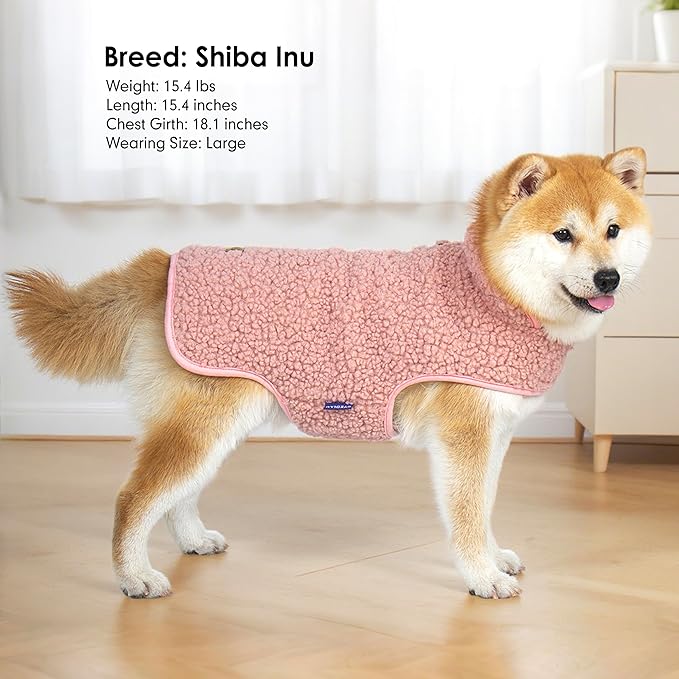 cyeollo Dog Winter Coat Reversible Dog Jacket Turtleneck Warm Sweater Fleece Sherpa Doggie Jackets Vest for Cold Weather Clothes Puppy Coats for Small Dogs, Pink S