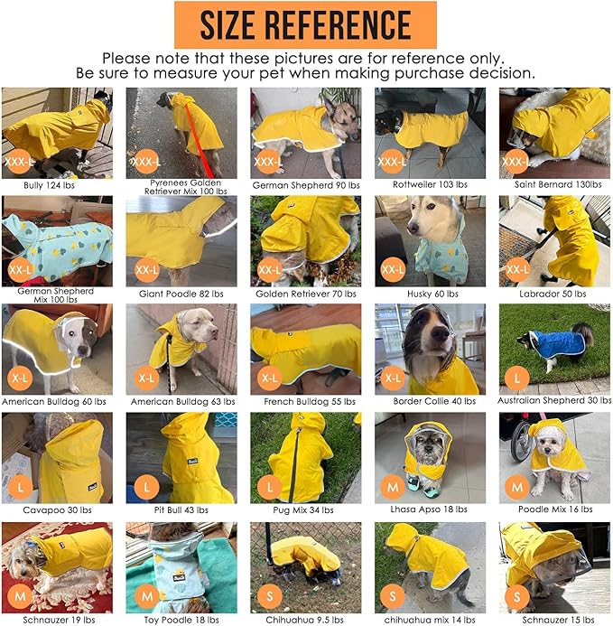 SlowTon Dog Raincoat, Adjustable Dog Rain Jacket Clear Hooded Double Layer, Waterproof Poncho with Reflective Strip Straps and Storage Pocket for Small Medium Large Dogs Puppies(FU S)