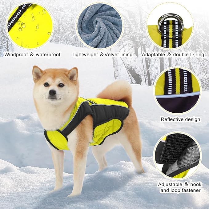 Dog Coat, Water-Resistant Dog Clothes, Warm Fleece Lining Dogs Coats, Winter Windproof Dogs Jackets with Reflective, Pet Vest for Small Medium Large Pets - 1 PCS