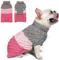 KYEESE Dog Sweater Color Block with Fuzzy Thread Knitted Turtleneck Pet Knitwear with dots in a Variety of Colors for Small Dogs Fall Winter Dogs Clothes, Pink, M