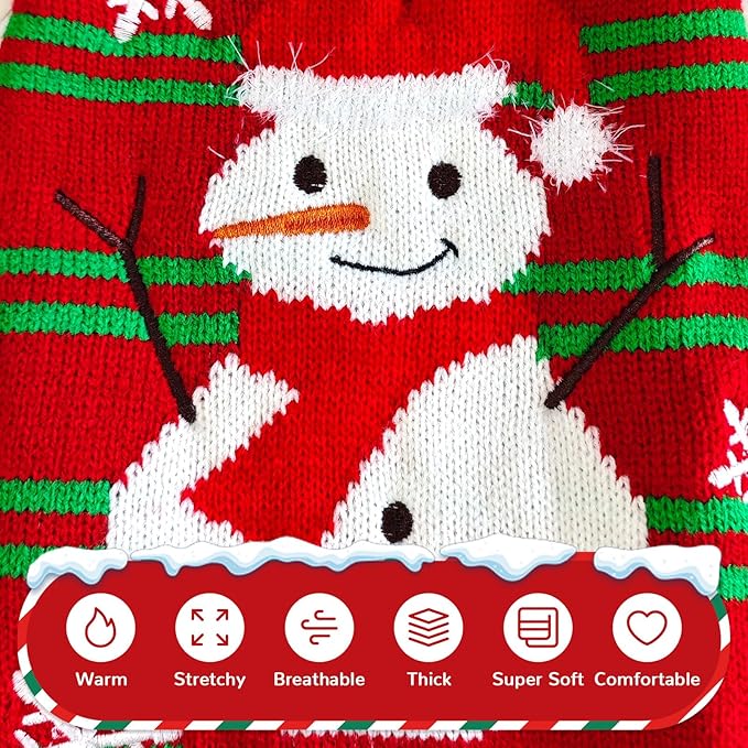 PETCARE Red Snowman Dog Sweater Christmas Dog Sweaters Vest Ugly Snow Xmas Puppy Costume Pet Holiday New Year Fall Winter Clothes for Small Medium Large Dogs Cats Pullover Sweaters Outfits,Large