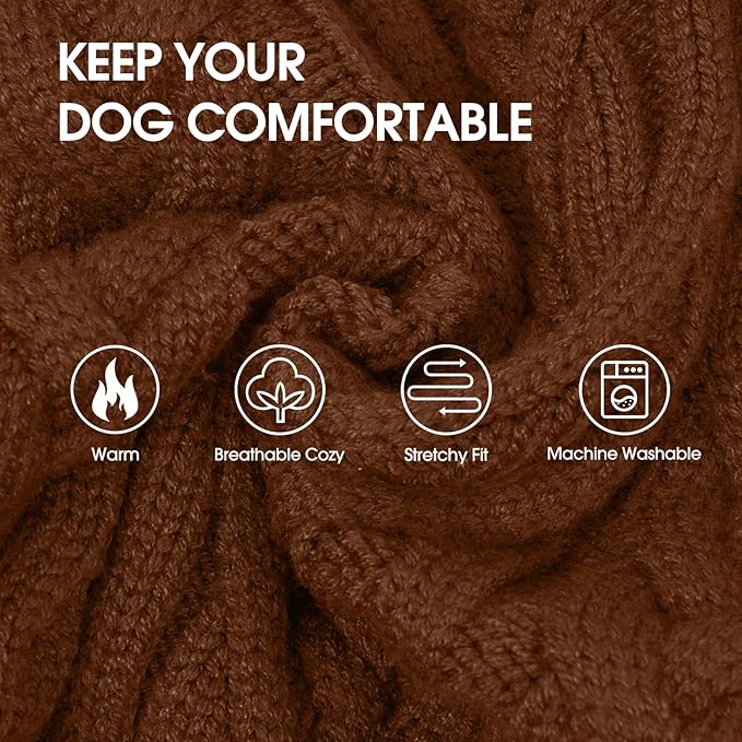 IECOii Girl Dog Sweater Dress, Great Dane Sweaters for Girl Dogs, Caramel,5XL, Extra Large Dog Sweater for Female Dogs Pet Winter Dress for Giant Breeds - Xmas Turtleneck Knitwear for Cold Weather