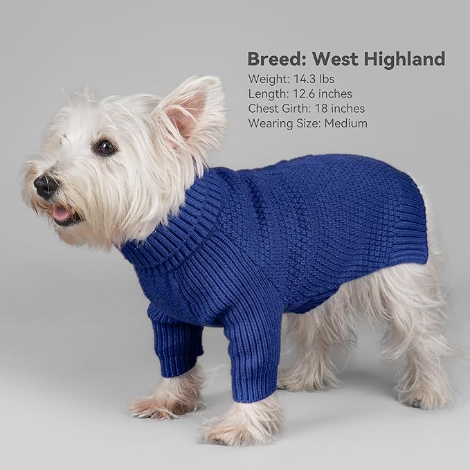 cyeollo 4XL Dog Sweater,Pullover Turtleneck for Large Dogs, Classic Knitwear Fall Winter Cold Weather Pet Clothes Warm Pet Apparel Large Big Dog Sweaters Male, Royal Blue XXXXL
