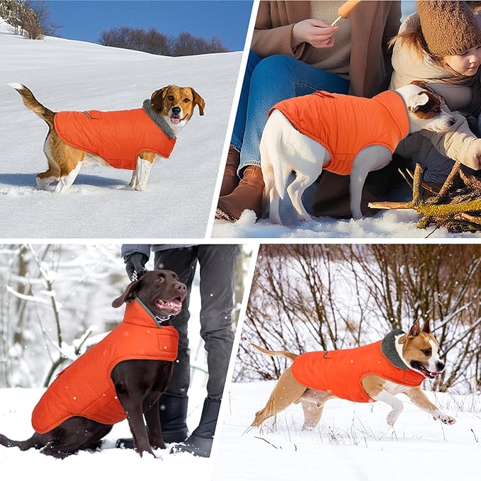 MIGOHI Warm Dog Coat - Winter Dog Jacket, Reflective Windproof Fleece Vest with Leash Hole and Furry Collar