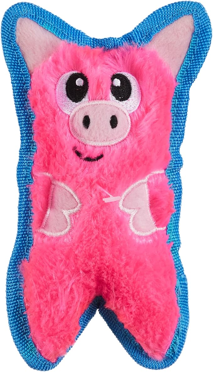 Outward Hound Durablez Minis Stuffing-Free Squeaky Plush Dog Toy for Puppies & Small Dogs - Interactive, Soft Yet Tough, No Mess, Jumbo Squeaker, Long-Lasting Play, Pig