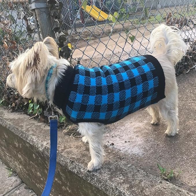 PUPTECK Dog Sweaters for Large Medium Small Dogs - Fall Classic Plaid Style Puppy Holiday Winter Coat Clothes Warm