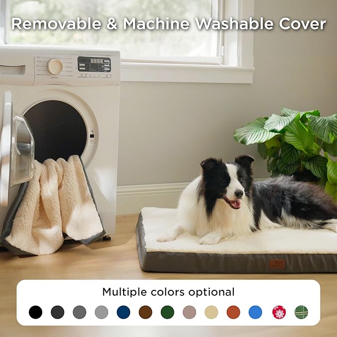 Bedsure XL Dog Bed for Crate - Large Comfy Flat Pet Beds with Removable Washable Cover, Orthopedic Egg Crate Foam Crate Mat, Suitable for Pet Up to 90 lbs