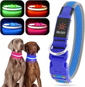 YFbrite Light up Dog Collar, USB Rechargeable LED Puppy Collar Super Bright Adjustable Glowing Dog Lights for Night Walking (Blue, Small)